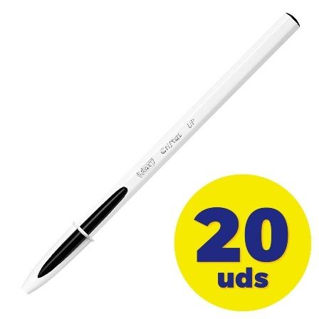 BIC Cristal UP Bolígrafo de Tinta de Aceite Negro (Set de 20) units